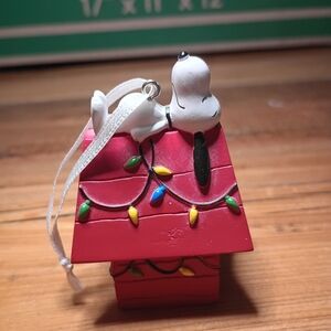 Peanuts Red Snoopy Doghouse Ornament with Festive Lights